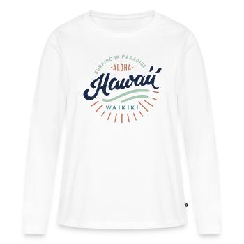 Hawaii Waikiki Surf Graphic Art - Women's Premium Organic Long Sleeve Shirt - white - Front - Julia (174cm)
