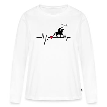 Herzschlag Westernreiter - Frauen Premium Bio Langarmshirt - Weiß - Vorne - Julia (174cm)