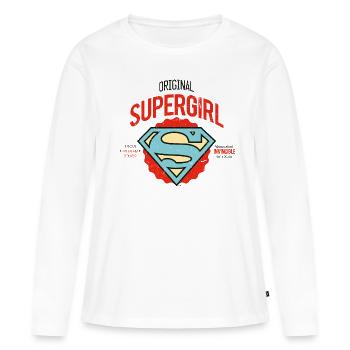 DC Comics Logo Problem Solver - T-shirt manches longues Premium bio Femme - blanc - Devant - Julia (174cm)