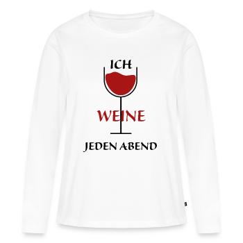 Ich Weine jeden Abend - Frauen Premium Bio Langarmshirt - Weiß - Vorne - Julia (174cm)