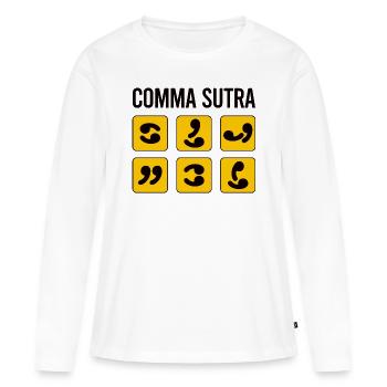 Komma-Sutra Lustig - Frauen Premium Bio Langarmshirt - Weiß - Vorne - Julia (174cm)
