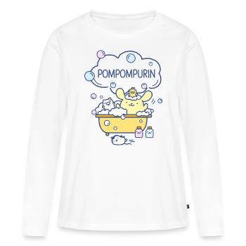 Pompompurin Baigne Avec Muffin, Custard Et Whip - T-shirt manches longues Premium bio Femme - blanc - Devant - Julia (174cm)