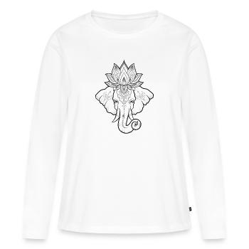 Conception de t-shirt Elephant Lotus Mandala - T-shirt manches longues Premium bio Femme - blanc - Devant - Julia (174cm)