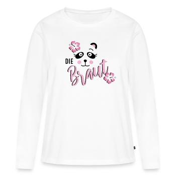 Braut Panda JGA Hochzeit Team Gruppenshirt 1 - Frauen Premium Bio Langarmshirt - Weiß - Vorne - Julia (174cm)