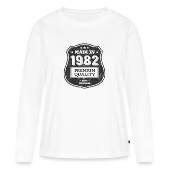 HERGESTELLT 1982 - Frauen Premium Bio Langarmshirt - Weiß - Vorne - Julia (174cm)