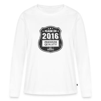HERGESTELLT 2016 - Frauen Premium Bio Langarmshirt - Weiß - Vorne - Julia (174cm)