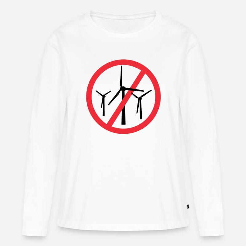Stopp Windräder, Nein zu Windparks - Frauen Premium Bio Langarmshirt - Weiß