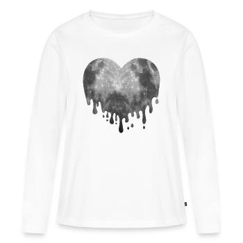 Lune en fusion Cœur Pleine lune - T-shirt manches longues Premium bio Femme - blanc - Devant - Julia (174cm)