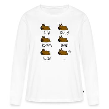 French Bulldog Orders - Women's Premium Organic Long Sleeve Shirt - white - Front - Julia (174cm)