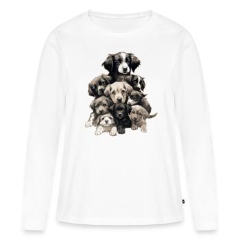 Chiens mignons - T-shirt manches longues Premium bio Femme - blanc - Devant - Julia (174cm)