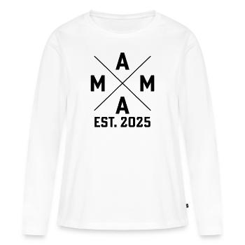 Mama est. 2025 - Frauen Premium Bio Langarmshirt - Weiß - Vorne - Julia (174cm)