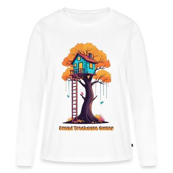 Stolzer Baumhaus Besitzer - Frauen Premium Bio Langarmshirt - Weiß - Vorne - Julia (174cm)