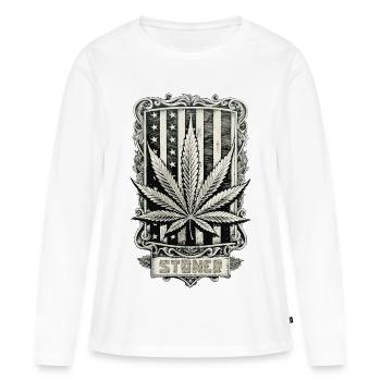 Stoner - T-shirt manches longues Premium bio Femme - blanc - Devant - Julia (174cm)