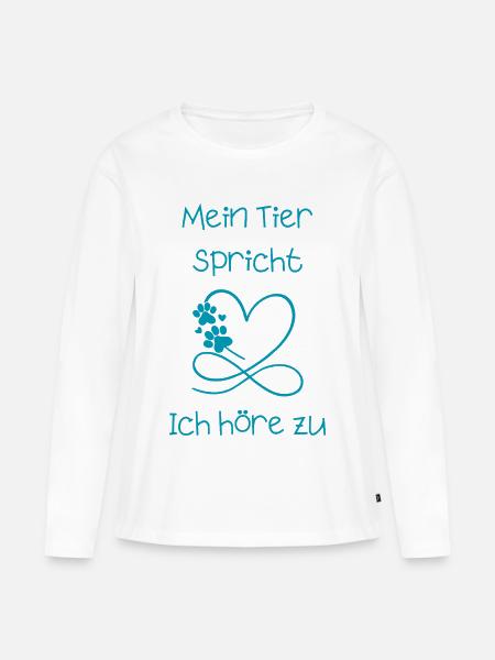 Mein_Tier_spricht - Frauen Premium Bio Langarmshirt - Weiß