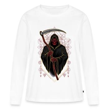 Masque de Démon Démoniaque, Fantasy de Mort, Satan Halloween - T-shirt manches longues Premium bio Femme - blanc - Devant - Julia (174cm)