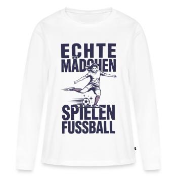 Echte Mädchen Spielen Fussball Frauen Power - Frauen Premium Bio Langarmshirt - Weiß - Vorne - Julia (174cm)