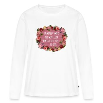 Ne donnez pas un cadeau de mauvaises fleurs en disant imbécile - T-shirt manches longues Premium bio Femme - blanc - Devant - Julia (174cm)