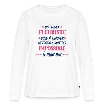 Une super fleuriste - T-shirt manches longues Premium bio Femme - blanc - Devant - Julia (174cm)