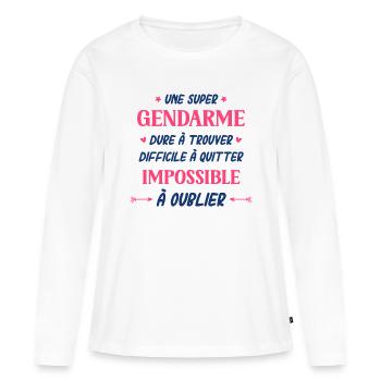 Une super gendarme - T-shirt manches longues Premium bio Femme - blanc - Devant - Julia (174cm)