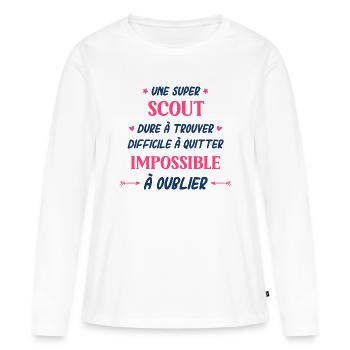 Une super scout - T-shirt manches longues Premium bio Femme - blanc - Devant - Julia (174cm)