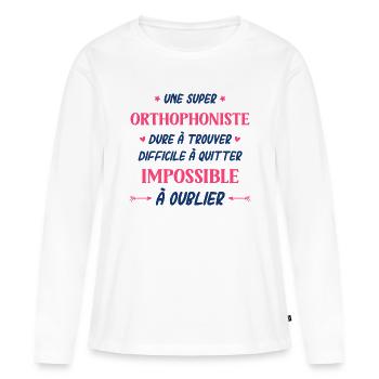 Une super Orthophoniste - T-shirt manches longues Premium bio Femme - blanc - Devant - Julia (174cm)