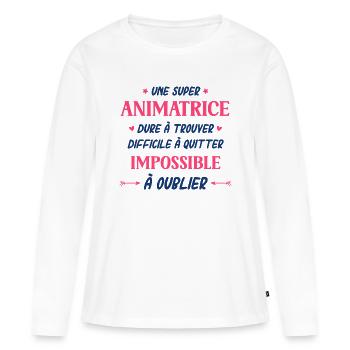 Une super animatrice - T-shirt manches longues Premium bio Femme - blanc - Devant - Julia (174cm)