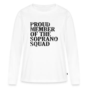 Fier membre de l’Escouade des Soprano noir - T-shirt manches longues Premium bio Femme - blanc - Devant - Julia (174cm)