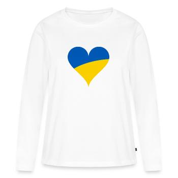 Ukraine Herz Kiew Stolz Ehre - Frauen Premium Bio Langarmshirt - Weiß - Vorne - Julia (174cm)