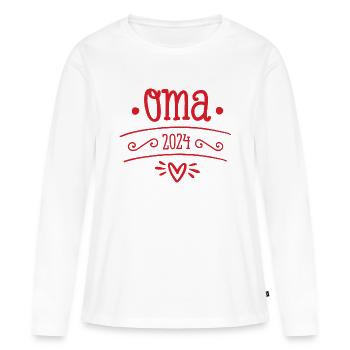 Oma 2024 Geschenk Geburt Enkelkind - Frauen Premium Bio Langarmshirt - Weiß - Vorne - Julia (174cm)