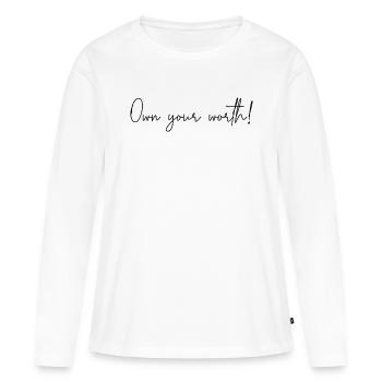Reconnaissez votre valeur - T-shirt manches longues Premium bio Femme - blanc - Devant - Julia (174cm)