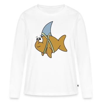 Poissons à ailerons de requin - T-shirt manches longues Premium bio Femme - blanc - Devant - Julia (174cm)