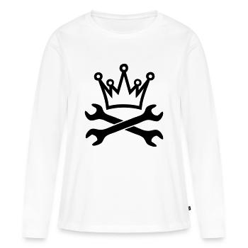 outil clé couronne - T-shirt manches longues Premium bio Femme - blanc - Devant - Julia (174cm)