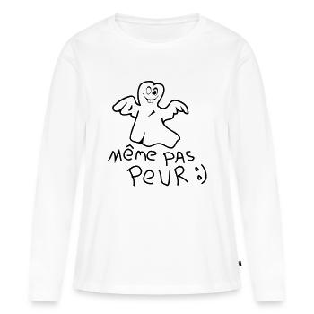 meme pas peur - T-shirt manches longues Premium bio Femme - blanc - Devant - Julia (174cm)
