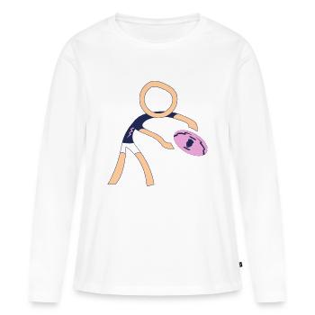 Rugbyman du stade français - T-shirt manches longues Premium bio Femme - blanc - Devant - Julia (174cm)