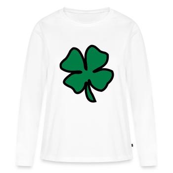 Irish Leaf two coloured - Frauen Premium Bio Langarmshirt - Weiß - Vorne - Julia (174cm)