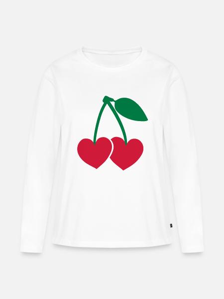 kirschen - Frauen Premium Bio Langarmshirt - Weiß