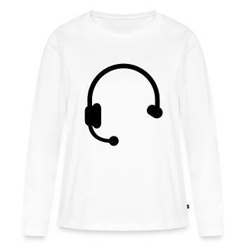 Headset Kopfhörer - Frauen Premium Bio Langarmshirt - Weiß - Vorne - Julia (174cm)