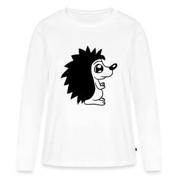 mignon petit hérisson mignon hiver automne stac - T-shirt manches longues Premium bio Femme - blanc - Devant - Julia (174cm)