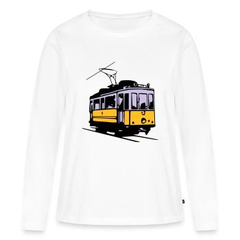 Tram historique / historic Tram - T-shirt manches longues Premium bio Femme - blanc - Devant - Julia (174cm)
