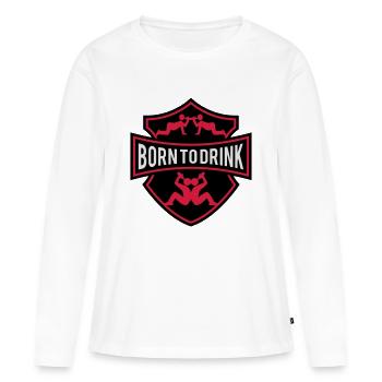 Né à boire Logo drôle - T-shirt manches longues Premium bio Femme - blanc - Devant - Julia (174cm)