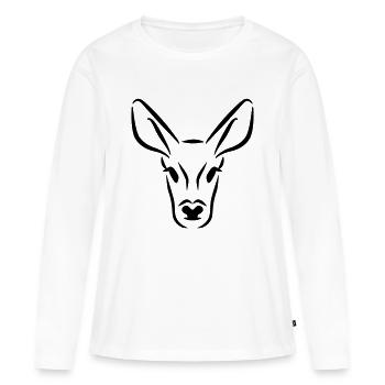 Chevreuil - T-shirt manches longues Premium bio Femme - blanc - Devant - Julia (174cm)