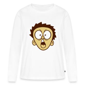 tête effrayée peur garçon hurlant de choc - T-shirt manches longues Premium bio Femme - blanc - Devant - Julia (174cm)