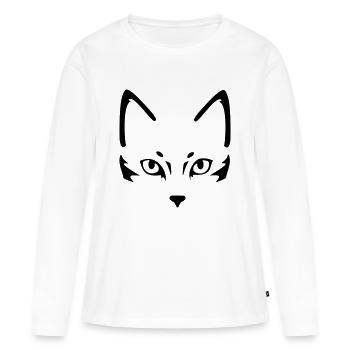 Minimal Katze - Frauen Premium Bio Langarmshirt - Weiß - Vorne - Julia (174cm)