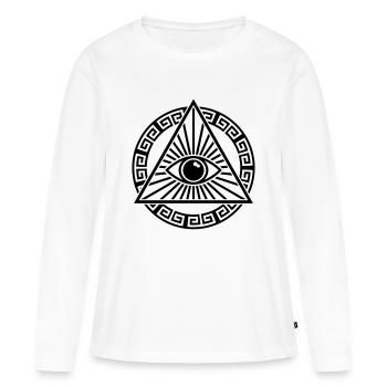 Illuminati Eye - T-shirt manches longues Premium bio Femme - blanc - Devant - Julia (174cm)