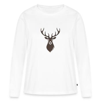 Cerf animal cerf - T-shirt manches longues Premium bio Femme - blanc - Devant - Julia (174cm)
