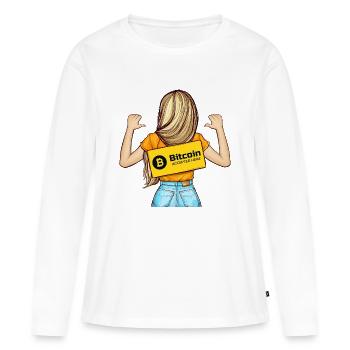 Bitcoin Accepted Here - Women's Premium Organic Long Sleeve Shirt - white - Front - Julia (174cm)