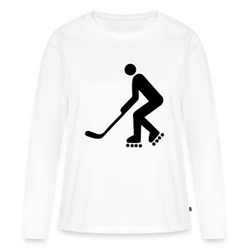 inline hockey inline Silhouette Logo - Frauen Premium Bio Langarmshirt - Weiß - Vorne - Julia (174cm)