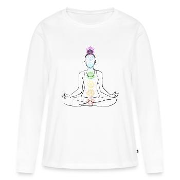 Chakra - Frauen Premium Bio Langarmshirt - Weiß - Vorne - Julia (174cm)