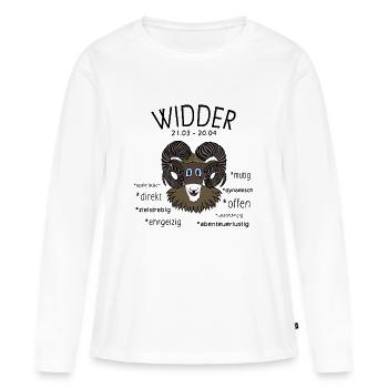 Sternzeichen Widder - Frauen Premium Bio Langarmshirt - Weiß - Vorne - Julia (174cm)