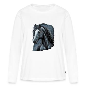 Cheval - T-shirt manches longues Premium bio Femme - blanc - Devant - Julia (174cm)